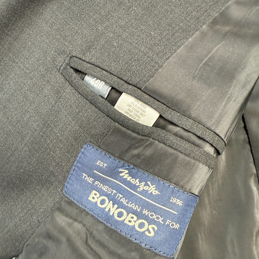 Bonobos Blazer Mens 40R Slim Fit Gray Marzotta Wool Suit Jacket Unstructured - Picture 8 of 16